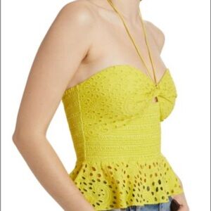 Alice + Olivia Lemon Strapless Eyelet Crop Top